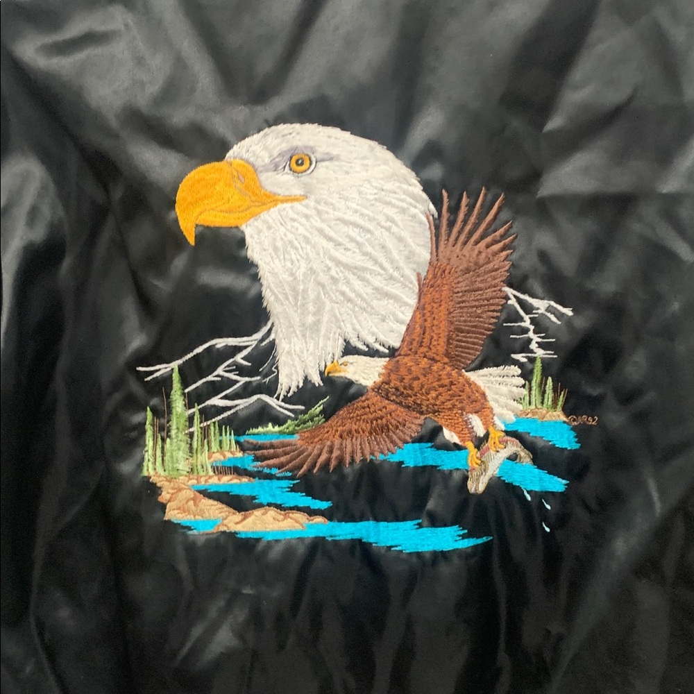 Vintage Nemesis Eagle Embroidery Black Bomber Jacket - Picture 2 of 8